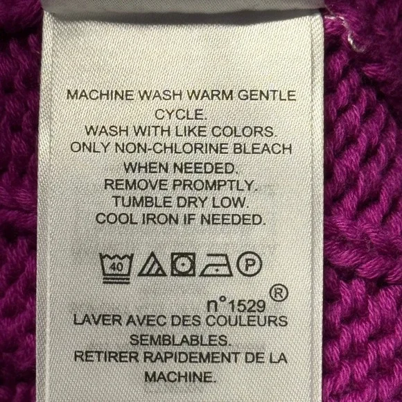 Lauren Ralph Lauren Cable Knit Sweater Hoodie XL Cotton Magenta Classic Chic - Picture 8 of 10